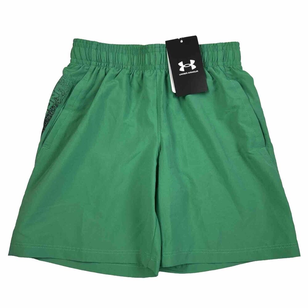 Under Armour Shorts UA Youth Boys Size XS Green Woven Polyester Graphic NEW $25